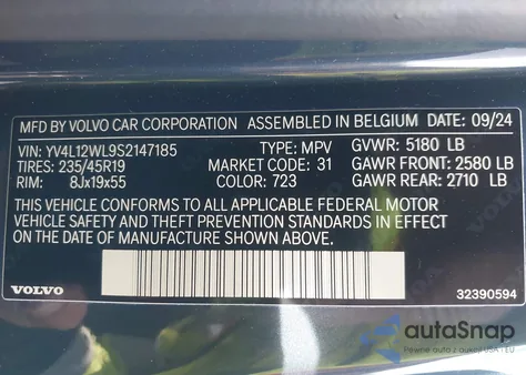 2025 Volvo V60 Cross Country B5 Ultra from USA, damaged, VIN YV4L12WL9S2147185